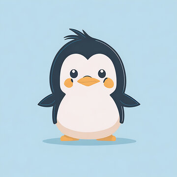 Tiny Penguin cute isolated on white background. Cute eyes in cartoon style. Generative Ai