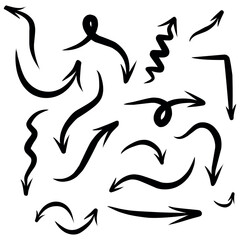 Set of hand drawn arrows, rough waypoints on a white background EPS Vector