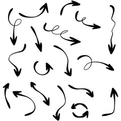 Set of hand drawn arrows, rough waypoints on a white background EPS Vector