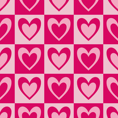 Barbie seamless pattern of hearts pink vector hearts background texture. Wallpaper for wrapping paper. Vector illustration.