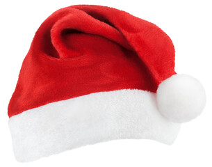 Santa Claus red hat or Christmas red cap isolated on transparent background