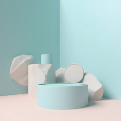 rock or stone podium nature pedestal stage product display background 3d illustration 