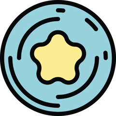 Best media content icon outline vector. Social share. Digital online color flat