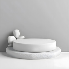 rock or stone podium nature pedestal stage product display background 3d illustration 