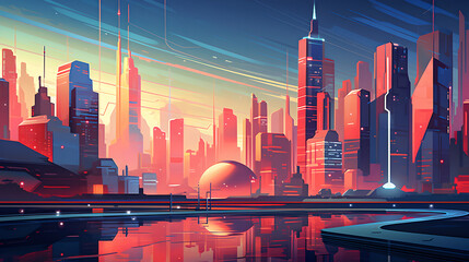 retro futurist city Generative AI