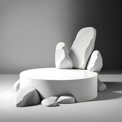rock or stone podium nature pedestal stage product display background 3d illustration 