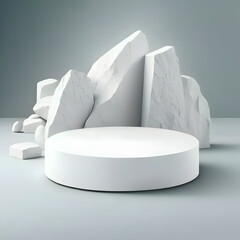 rock or stone podium nature pedestal stage product display background 3d illustration 