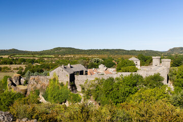 Fototapeta na wymiar View of the medieval village of La Couvertoirade in Larzac, Aveyron, France