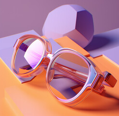 Trendy modern sunglasses on an abstract background
