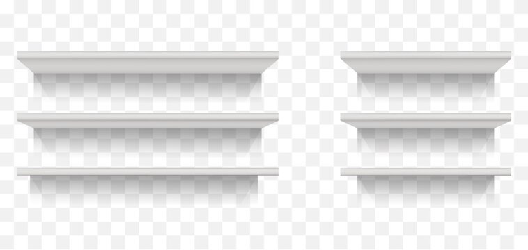 White shelf bookshelf empty wooden concept. Vector graphic design illustration