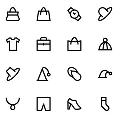 Collection of Fashion Bold Line Icons

