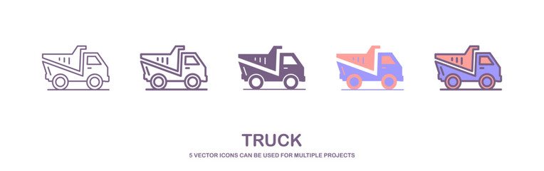 rigid dump truck vehicle construction icon. Illustration of a haul truck or rigid dump truck used for mining and heavy-duty construction environments. isolated on white background.