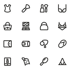 Cosmetics and Garments Bold Line Icons

