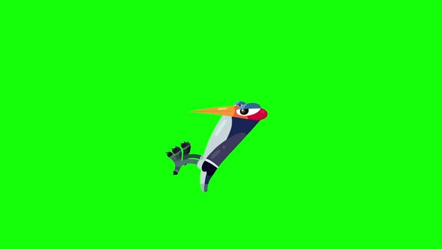 Happy cartoon woodpecker isolated animation long color one greenbox. Natural hammer drill. Always looking for sawyers. Put him on the tree in your project.