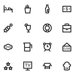 Collection of Hotel and Food Bold Line Icons 

