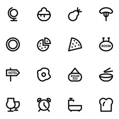 Collection of Hotel and Vacation Bold Line Icons 

