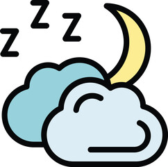 Sleep night icon outline vector. Good dream. Healthy rest color flat