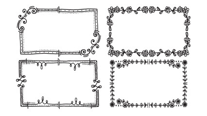 Floral frames with vintage borders of vector flower ornaments.