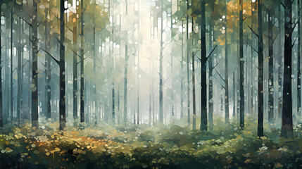 pixelated impressionism forest Generative AI