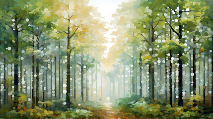 pixelated impressionism forest Generative AI