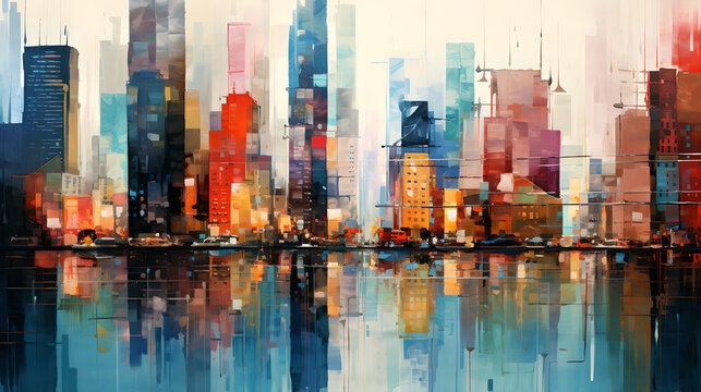 pixelated impressionism city Generative AI © Quentin
