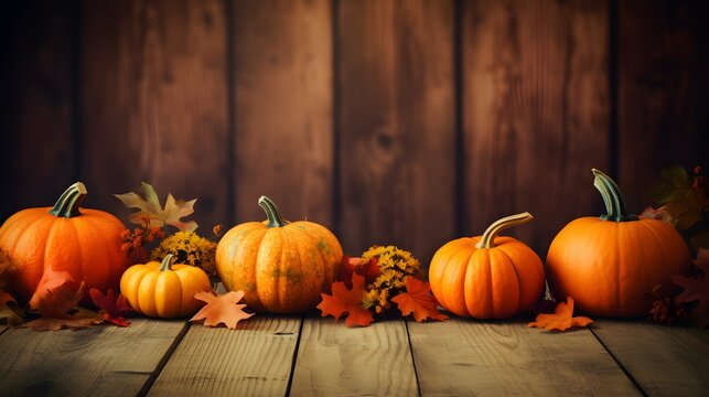 A Table with A Fall Colored Background with Pumpkin 03