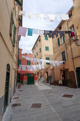 Obraz na płótnie Canvas Narrow street in Boccadasse ancient village, Genoa, Italy