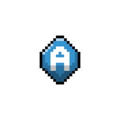 Fototapeta premium this is word button icon in pixel art with blue color and white background this item good for presentations,stickers, icons, t shirt design,game asset,logo and your project.