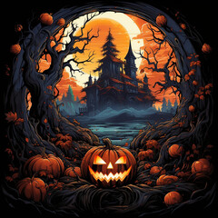 Halloween illustration, pumpkin