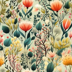 Seamless Floral Pattern in Pastel Colors