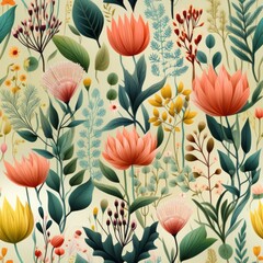 Seamless Floral Pattern in Pastel Colors