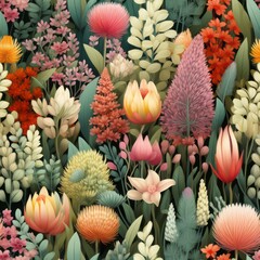 Obraz premium Seamless Floral Pattern in Pastel Colors