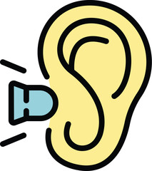 Cover earplugs icon outline vector. Auditory noise. Listen plug color flat