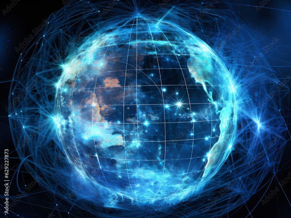 Aufkleber global planet map internet network connection earth globe technology cyberspace. generative ai.