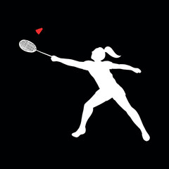  girl holding a badminton racket silhouette