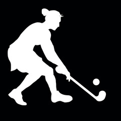 girl playing hockey silhouette vector