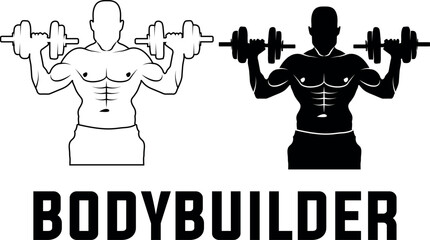 bodybuilder silhouette with dumbull vector file 