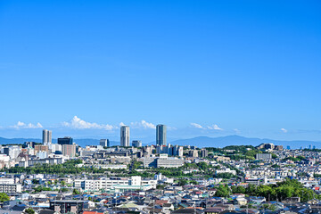 千里タワーを含む大阪北摂の俯瞰風景【大阪風景】