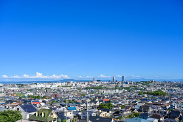 千里タワーを含む大阪北摂の俯瞰風景【大阪風景】