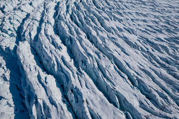 Close up drone shot of a glacier in Svalbard