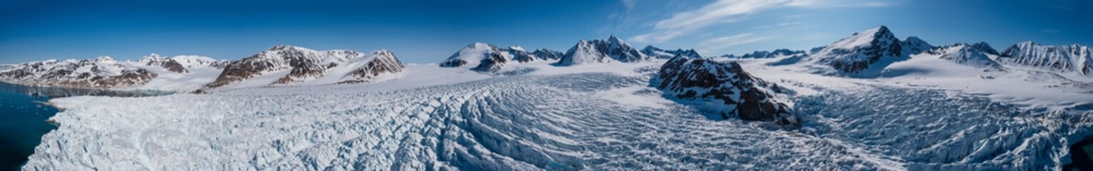 Drone shot of a glacier in Svalbard