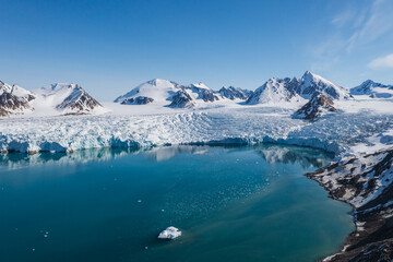 Drone shot of a glacier in Svalbard