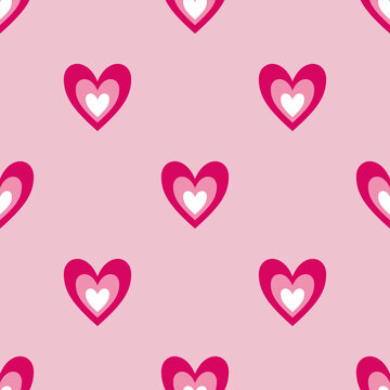 Barbie seamless pattern of hearts pink vector hearts background texture. Wallpaper for wrapping paper. Vector illustration.