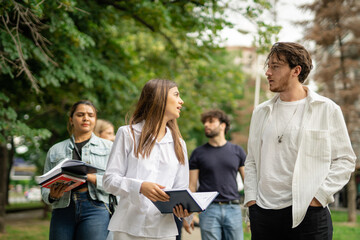 Teenage group of high school students