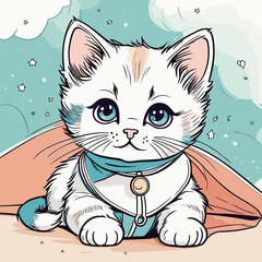 Gato adorable con ojos grandes y bonitos y pelo blanco