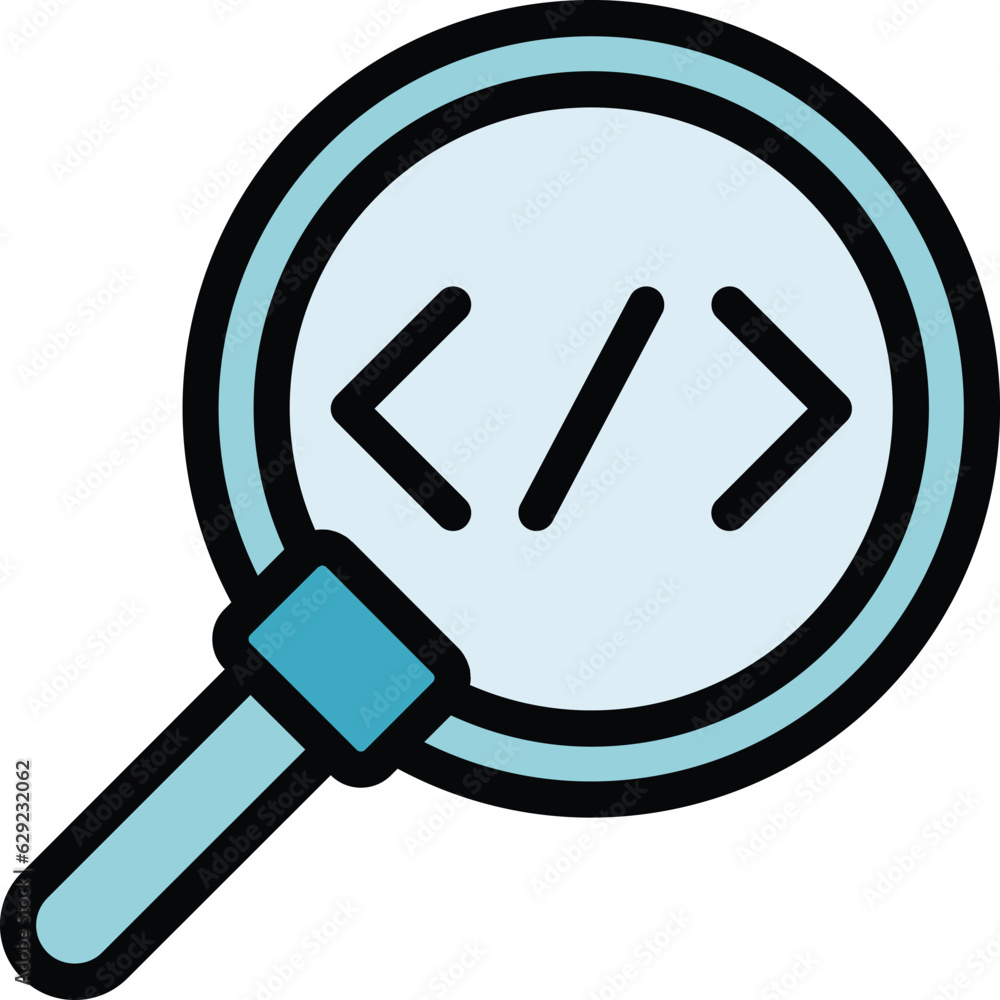 Poster search code icon outline vector. cms development. web design color flat