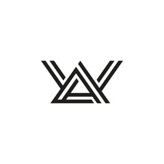 Monoline Letter AW or WA Logo Design Pro Vector