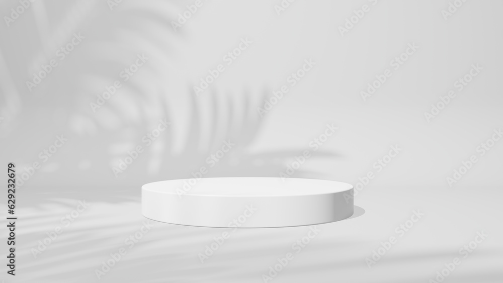 Poster artistic shadow from the window. 3d empty pedestal. presentation commercial product, white mockup sc