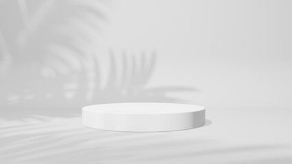 Artistic shadow from the window. 3d empty pedestal. Presentation commercial product, white mockup scene. 3d rendering