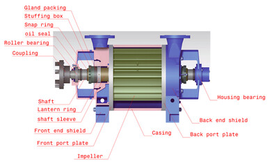 Liquid ring vacuum pump 3D illustration